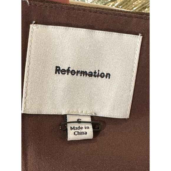 Reformation Melanie Lace Trim Crop Top Brown Cream Size 6 NWOT Sweetheart Neck - Picture 5 of 14